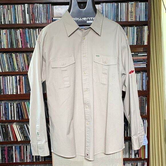 Tommy Hilfiger Khaki Cotton Oversized Shirt - Picture 1 of 11